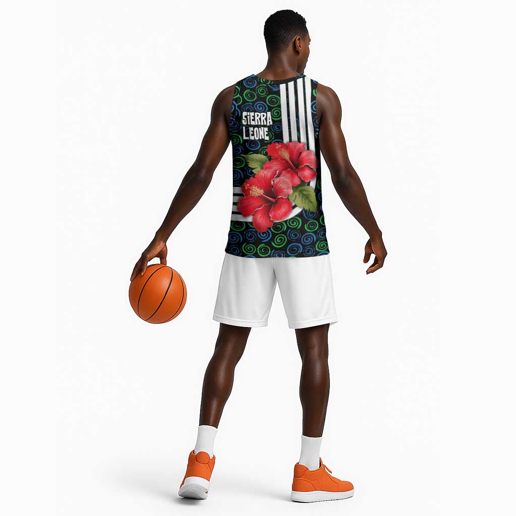 Sierra Leone Basketball Jersey Red Hibiscus Floral Design TS04