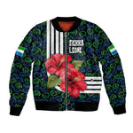 Sierra Leone Bomber Jacket Red Hibiscus Floral Design