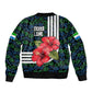 Sierra Leone Bomber Jacket Red Hibiscus Floral Design