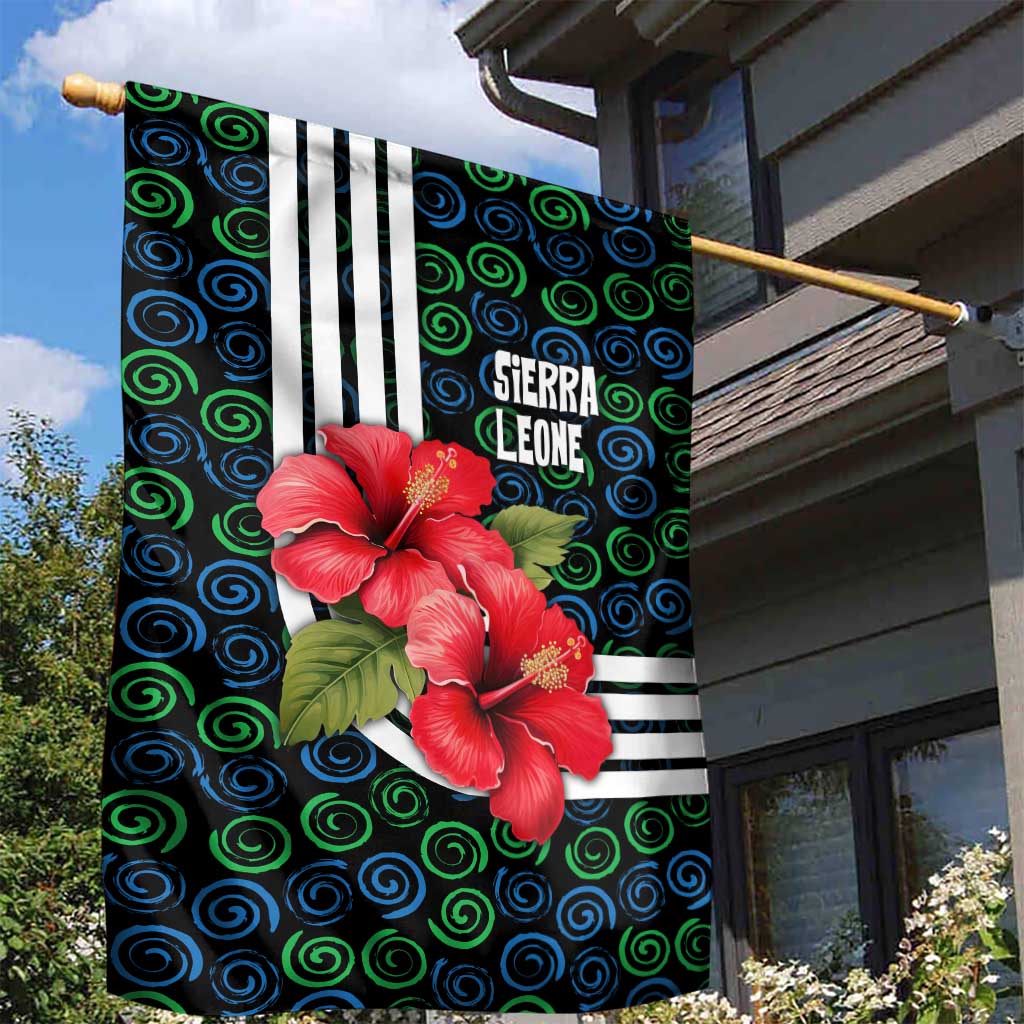 Sierra Leone Garden Flag Red Hibiscus Floral Design