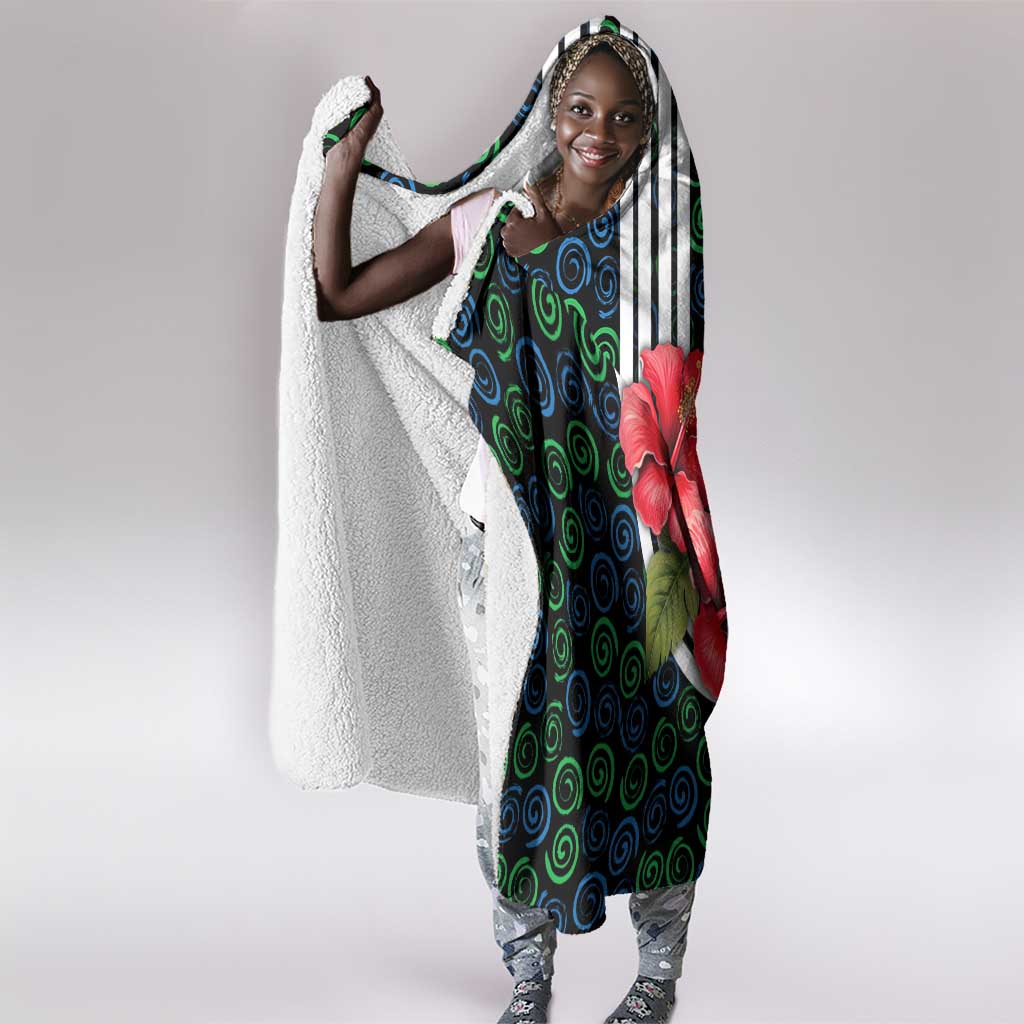 Sierra Leone Hooded Blanket Red Hibiscus Floral Design