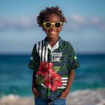 Sierra Leone Kid Hawaiian Shirt Red Hibiscus Floral Design