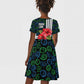 Sierra Leone Kid Short Sleeve Dress Red Hibiscus Floral Design