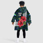 Sierra Leone Kid Wearable Blanket Hoodie Red Hibiscus Floral Design