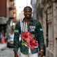 Sierra Leone Long Sleeve Button Shirt Red Hibiscus Floral Design