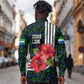 Sierra Leone Long Sleeve Button Shirt Red Hibiscus Floral Design