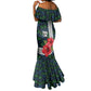Sierra Leone Mermaid Dress Red Hibiscus Floral Design