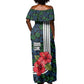 Sierra Leone Off Shoulder Maxi Dress Red Hibiscus Floral Design