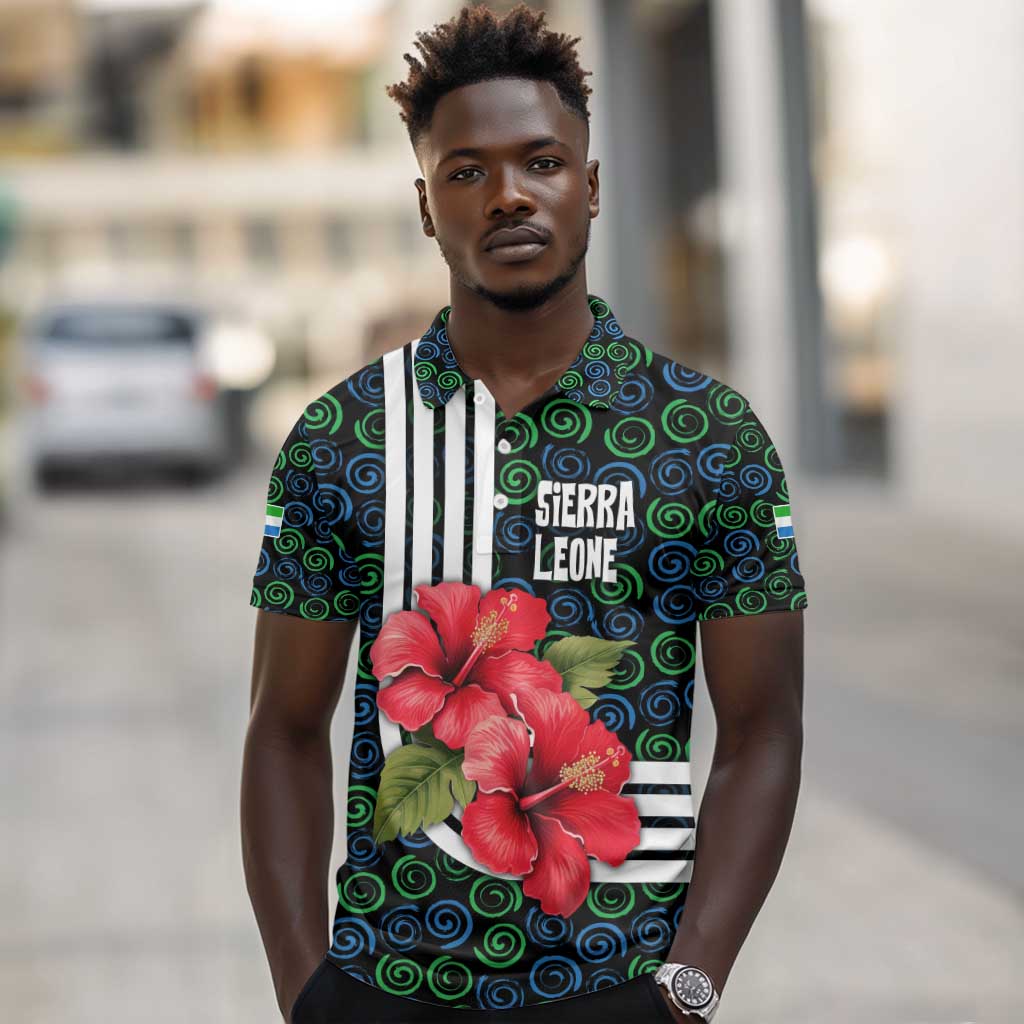 Sierra Leone Polo Shirt Red Hibiscus Floral Design