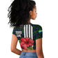 Sierra Leone Raglan Cropped T shirt Red Hibiscus Floral Design