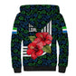 Sierra Leone Sherpa Hoodie Red Hibiscus Floral Design