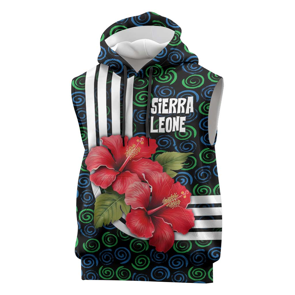 Sierra Leone Sleeveless Hoodie Red Hibiscus Floral Design - African Pride