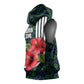 Sierra Leone Sleeveless Hoodie Red Hibiscus Floral Design - African Pride