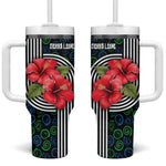 Sierra Leone Tumbler With Handle Red Hibiscus Floral Design
