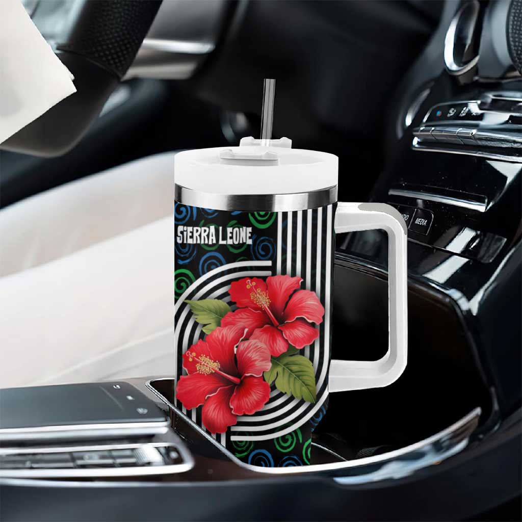 Sierra Leone Tumbler With Handle Red Hibiscus Floral Design