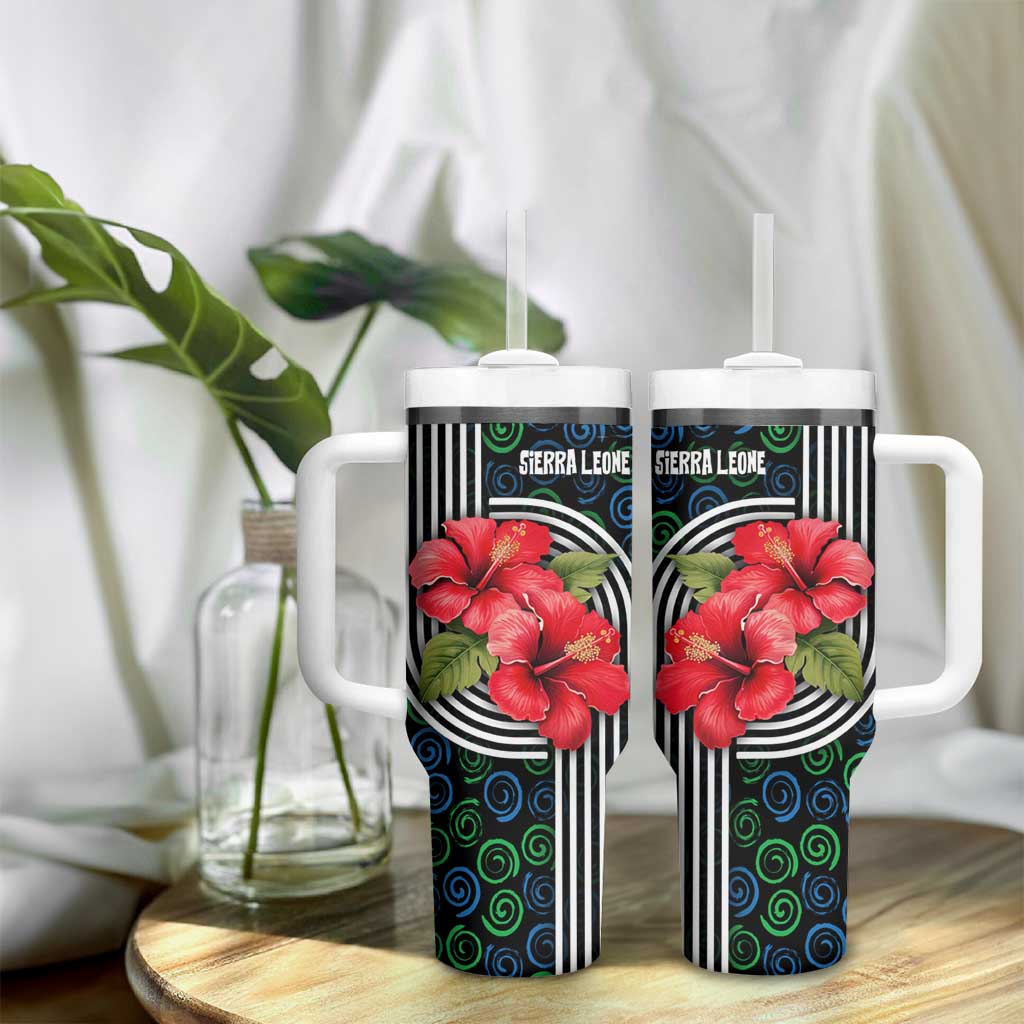 Sierra Leone Tumbler With Handle Red Hibiscus Floral Design