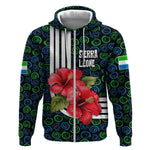 Sierra Leone Zip Hoodie Red Hibiscus Floral Design