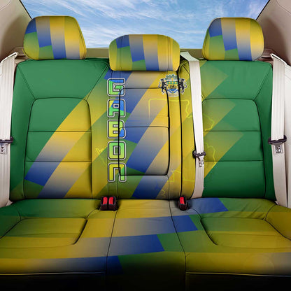 Gabon Flag Back Car Seat Cover - National Coat of Arms and Vertical Design