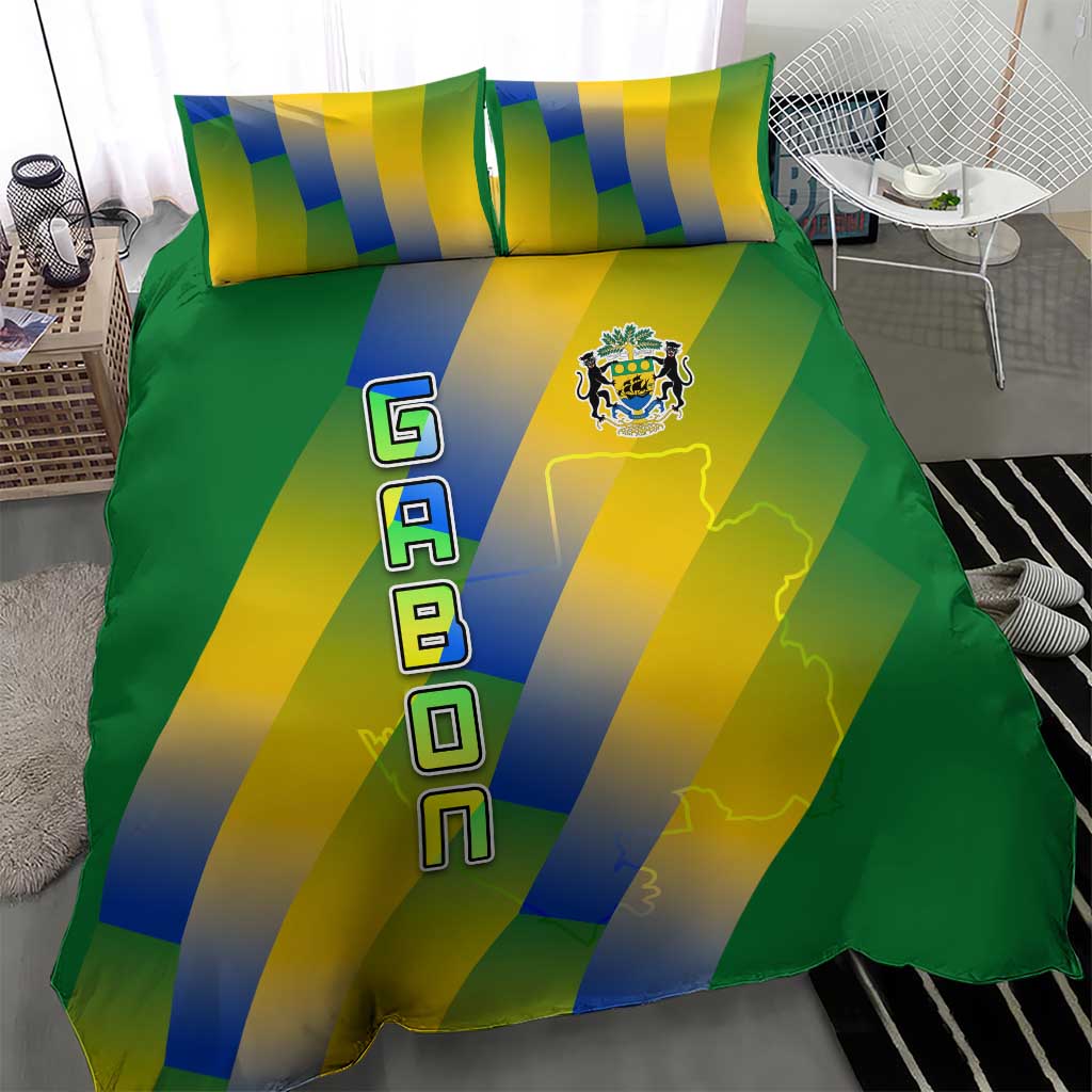 Gabon Flag Bedding Set - National Coat of Arms and Vertical Design