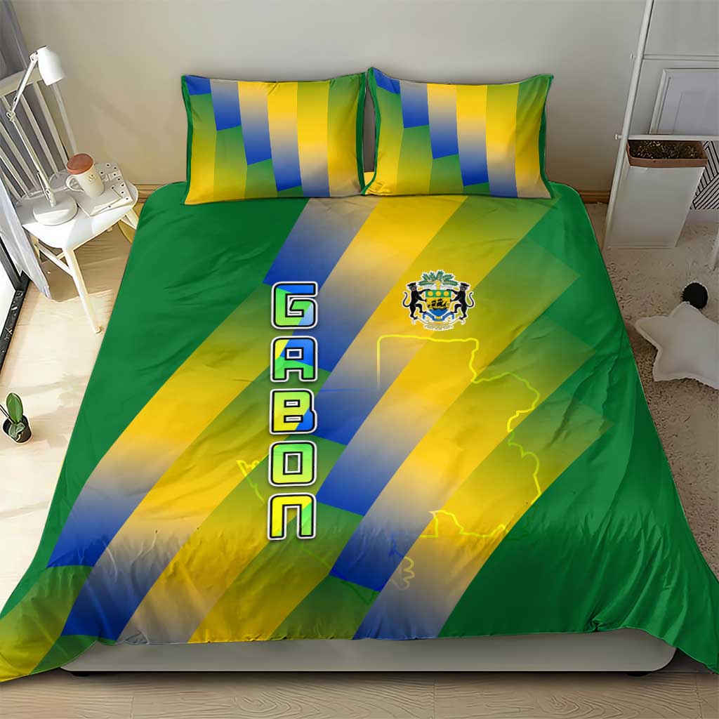 Gabon Flag Bedding Set - National Coat of Arms and Vertical Design