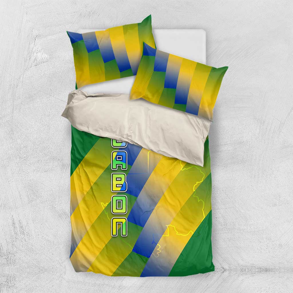 Gabon Flag Bedding Set - National Coat of Arms and Vertical Design