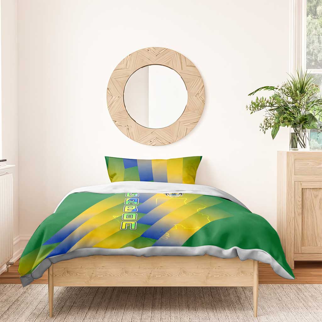 Gabon Flag Bedding Set - National Coat of Arms and Vertical Design