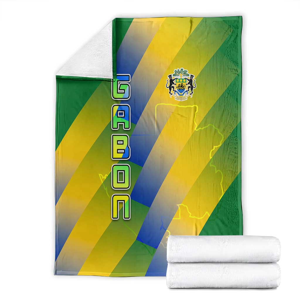 Gabon Flag Blanket - National Coat of Arms and Vertical Design