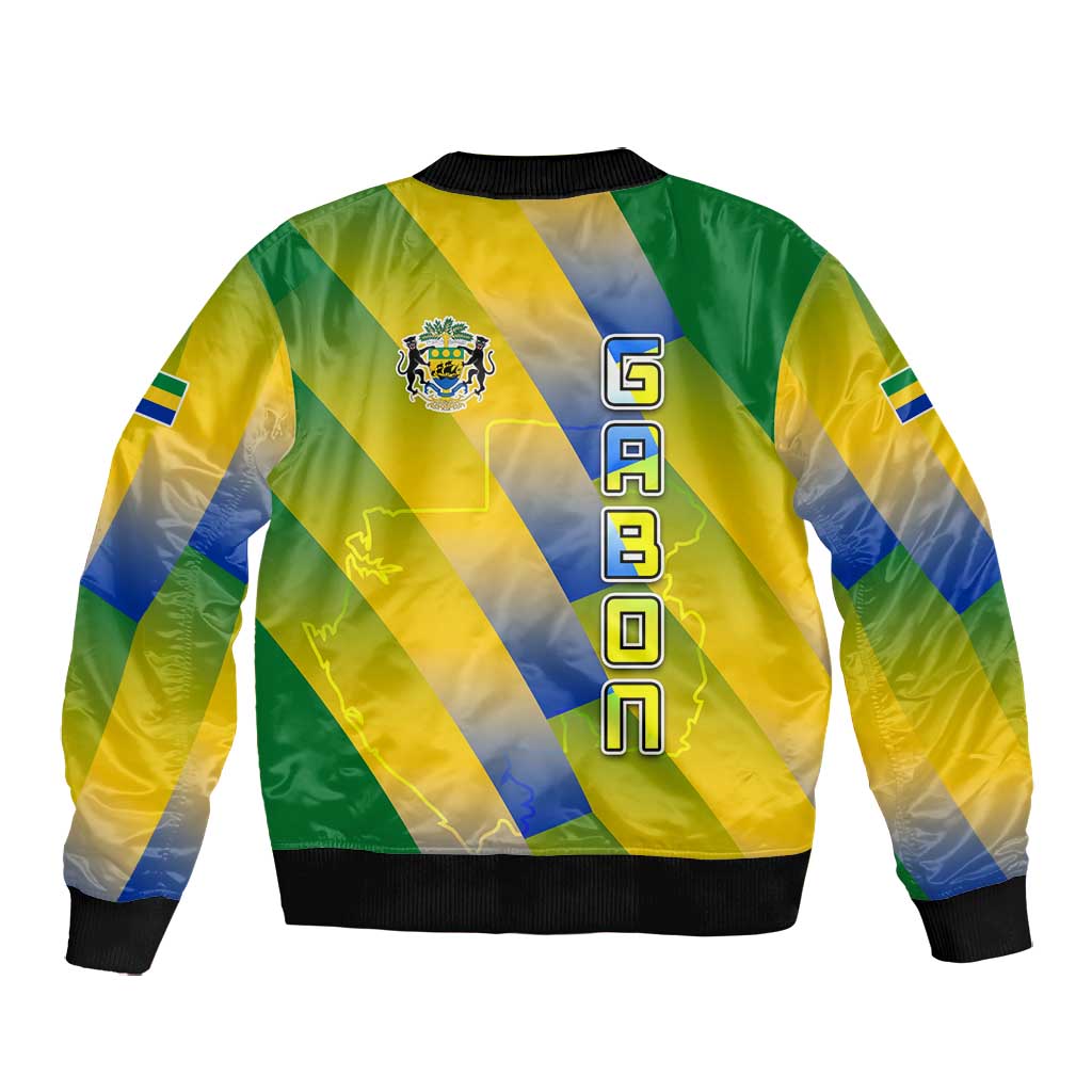 Gabon Flag Bomber Jacket - National Coat of Arms and Vertical Design