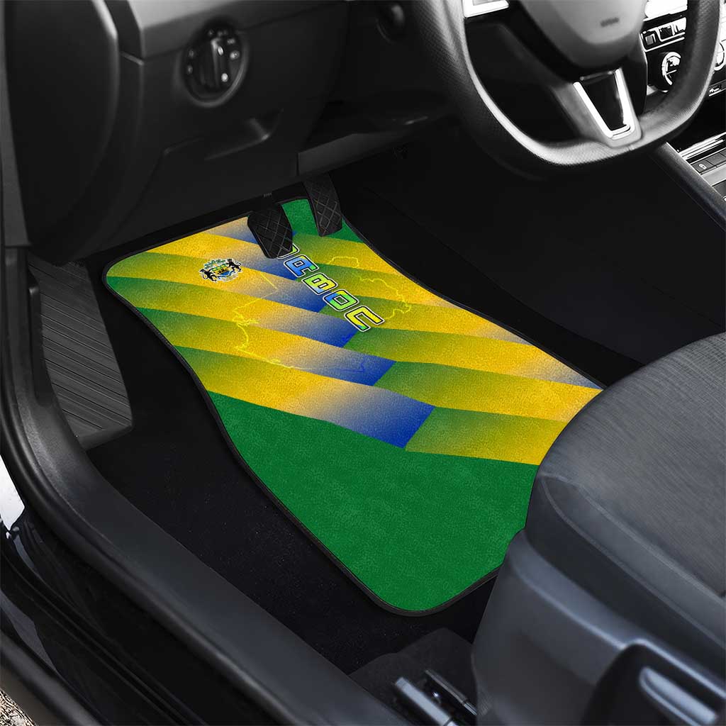 Gabon Flag Car Mats - National Coat of Arms and Vertical Design