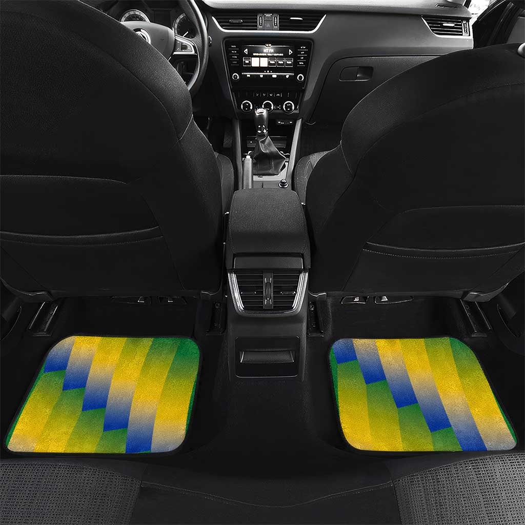 Gabon Flag Car Mats - National Coat of Arms and Vertical Design