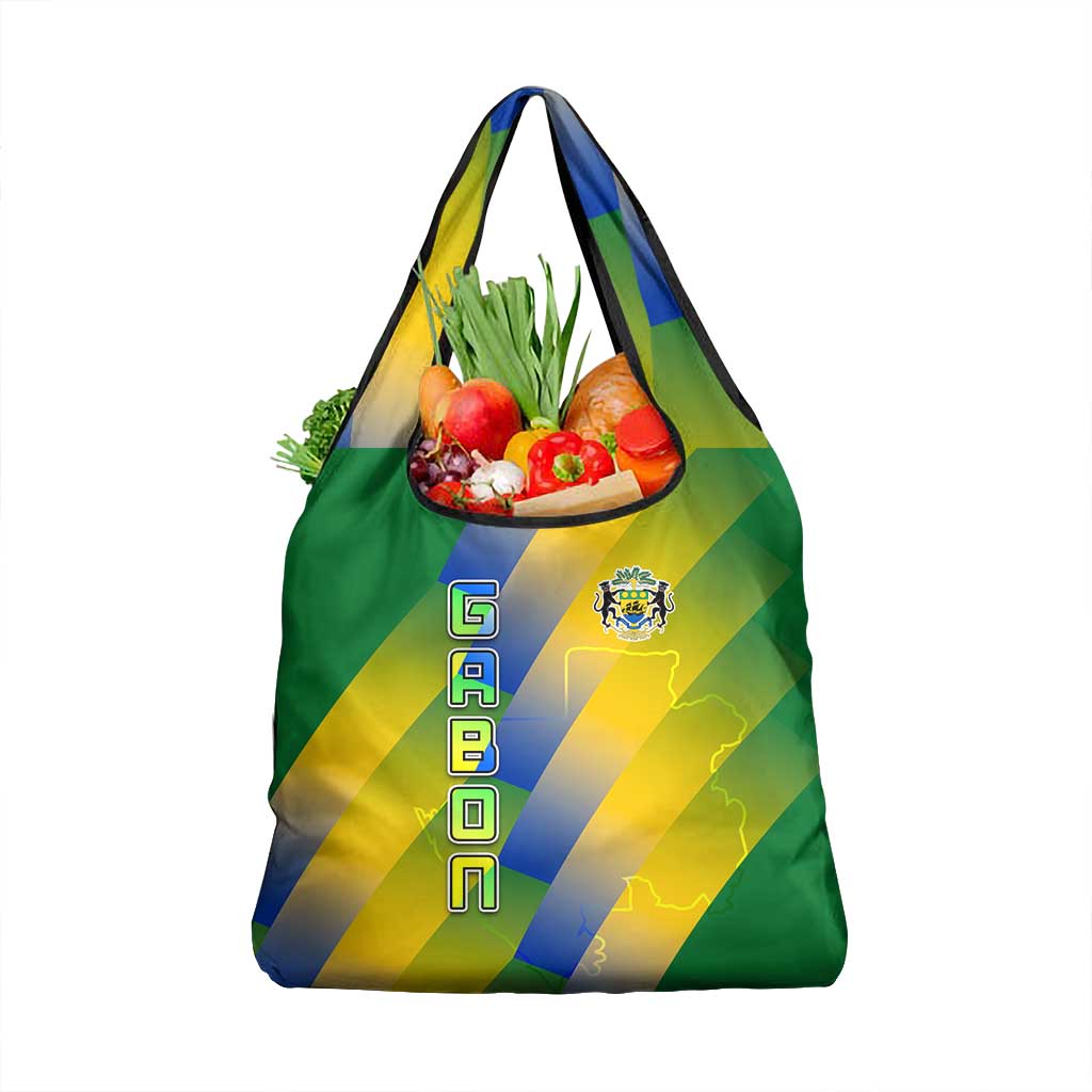 Gabon Flag Grocery Bag - National Coat of Arms and Vertical Design