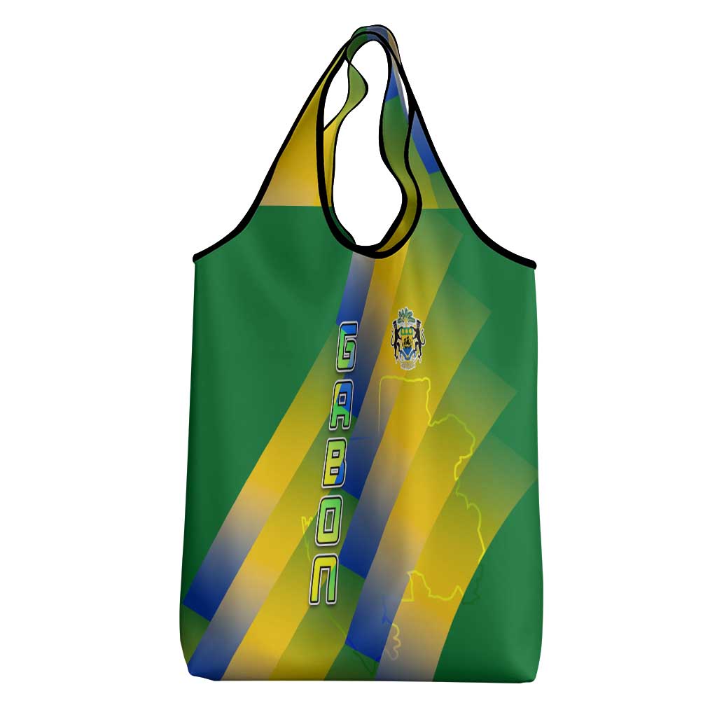 Gabon Flag Grocery Bag - National Coat of Arms and Vertical Design