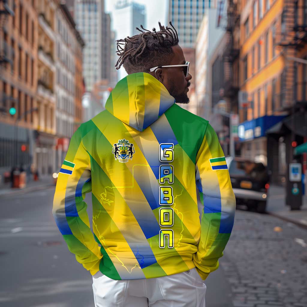 Gabon Flag Hoodie - National Coat of Arms and Vertical Design