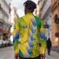 Gabon Flag Long Sleeve Button Shirt - National Coat of Arms and Vertical Design