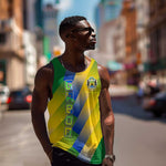 Gabon Flag Men Tank Top - National Coat of Arms and Vertical Design