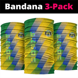 Gabon Flag Neck Gaiter - National Coat of Arms and Vertical Design TS04