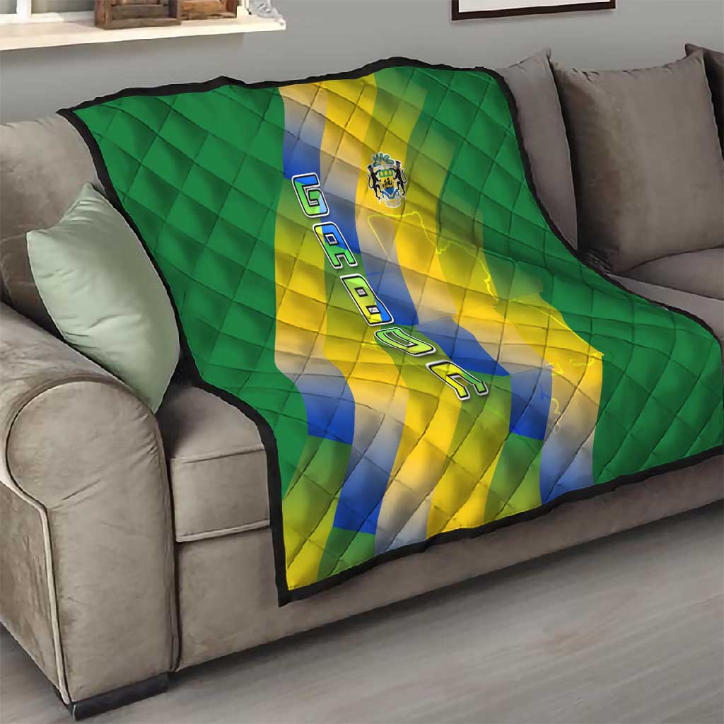 Gabon Flag Quilt - National Coat of Arms and Vertical Design