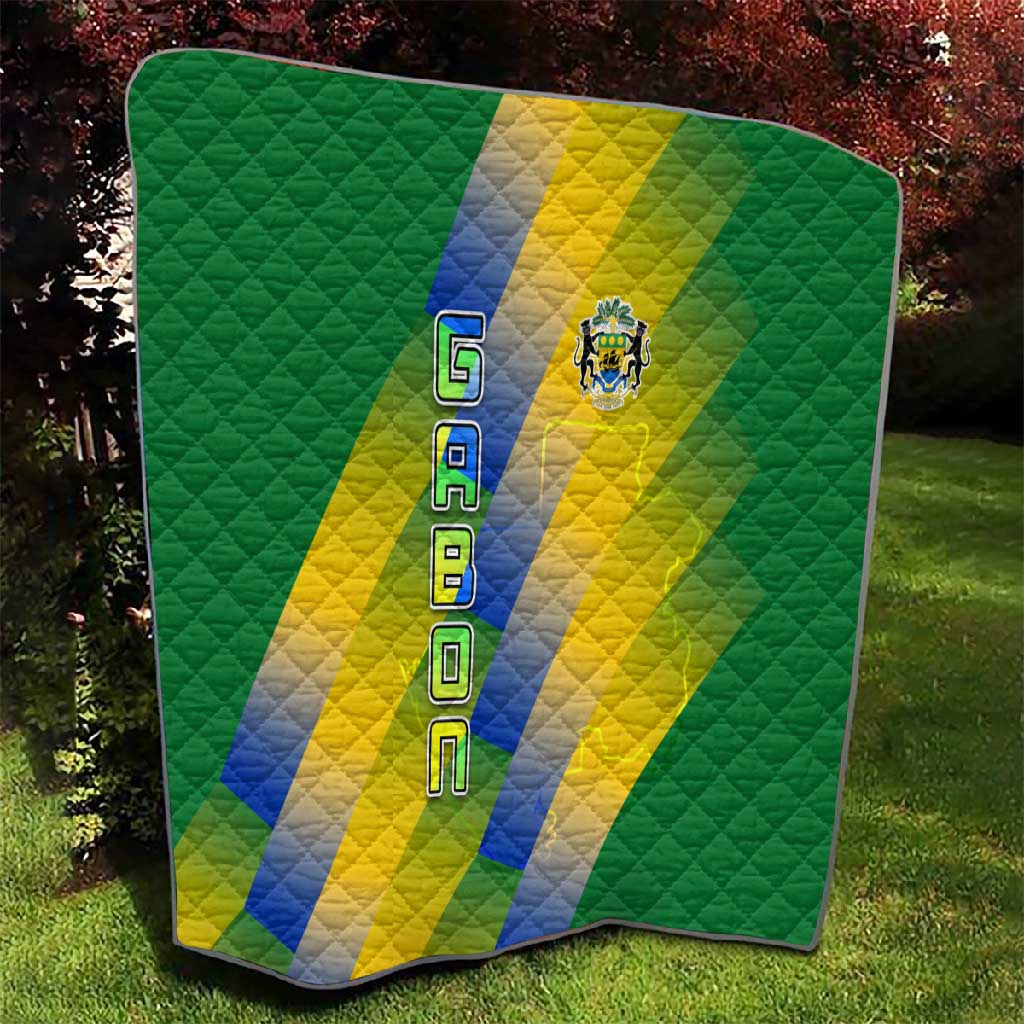 Gabon Flag Quilt - National Coat of Arms and Vertical Design