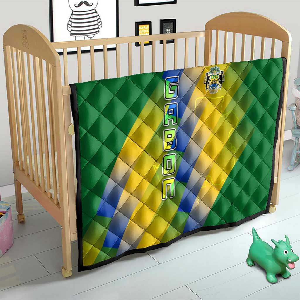 Gabon Flag Quilt - National Coat of Arms and Vertical Design