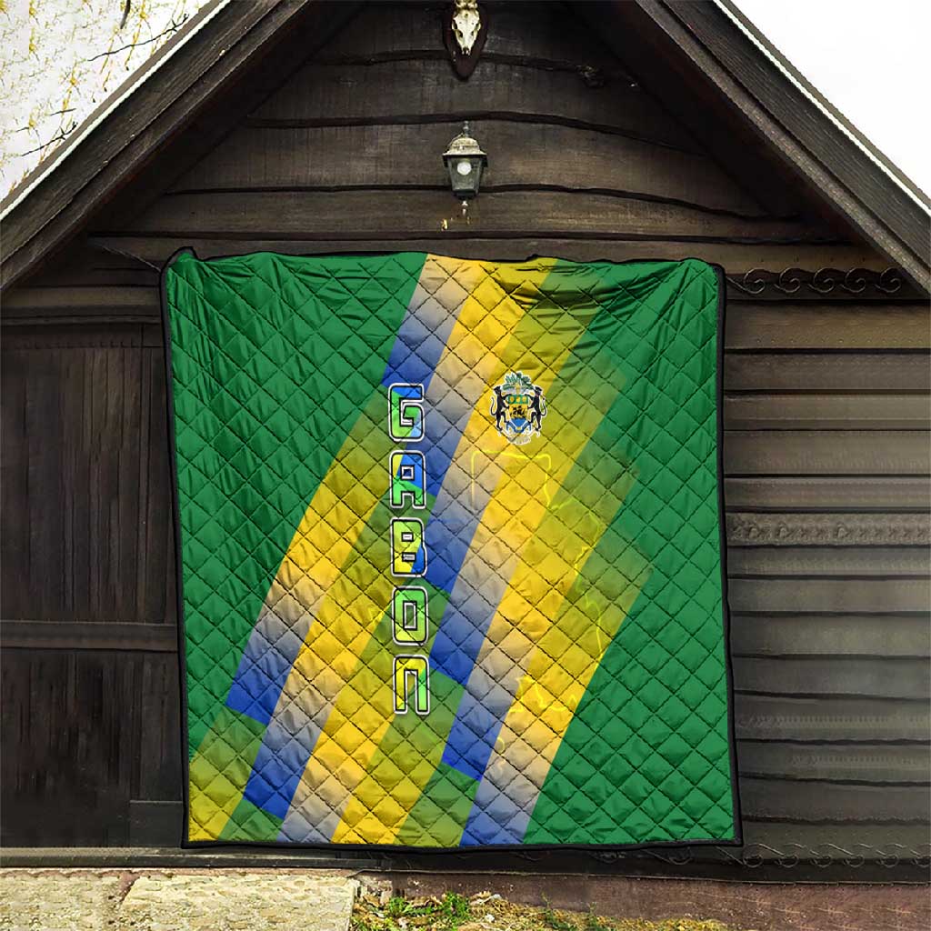 Gabon Flag Quilt - National Coat of Arms and Vertical Design