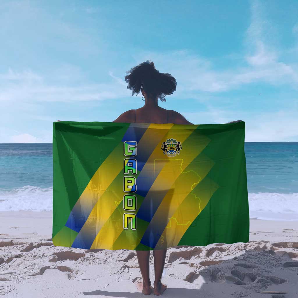 Gabon Flag Sarong - National Coat of Arms and Vertical Design