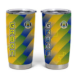 Gabon Flag Tumbler Cup - National Coat of Arms and Vertical Design