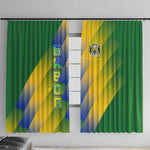Gabon Flag Window Curtain - National Coat of Arms and Vertical Design