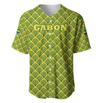 Gabon Tribal Pattern Baseball Jersey - National Flag Colors and Bold Text Design