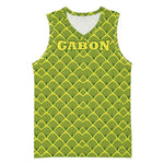 Gabon Tribal Pattern Basketball Jersey - National Flag Colors and Bold Text Design TS04