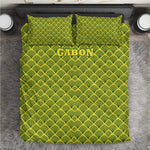 Gabon Tribal Pattern Bedding Set - National Flag Colors and Bold Text Design