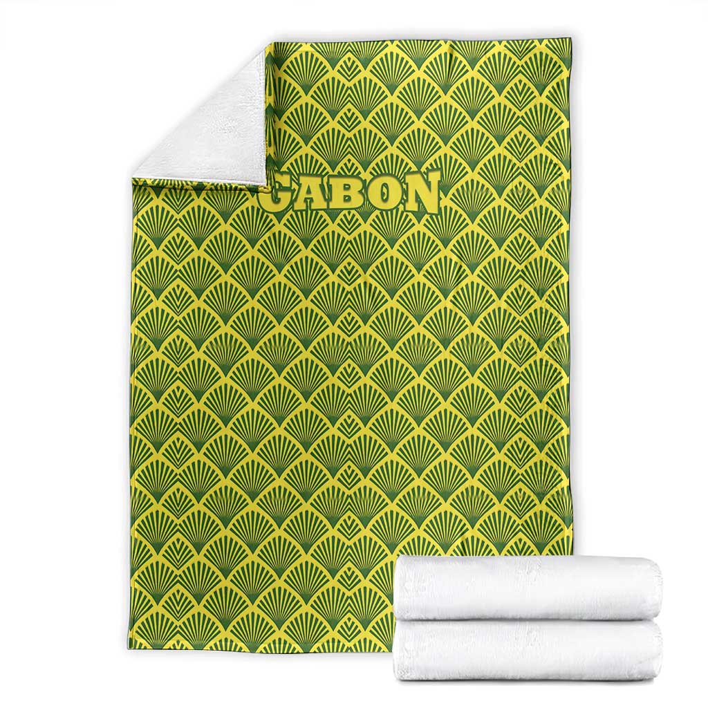 Gabon Tribal Pattern Blanket - National Flag Colors and Bold Text Design