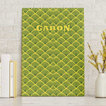 Gabon Tribal Pattern Canvas Wall Art - National Flag Colors and Bold Text Design