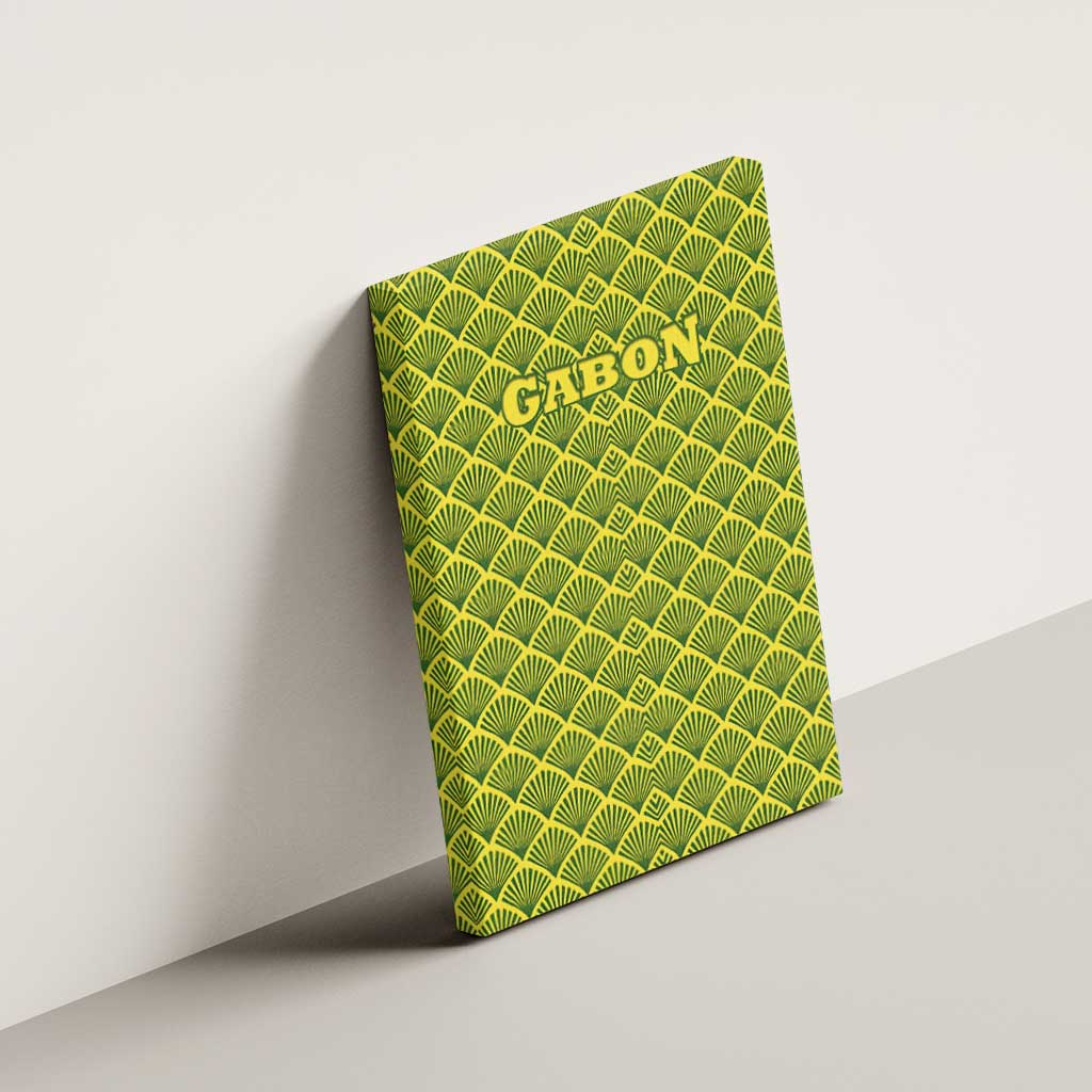Gabon Tribal Pattern Canvas Wall Art - National Flag Colors and Bold Text Design