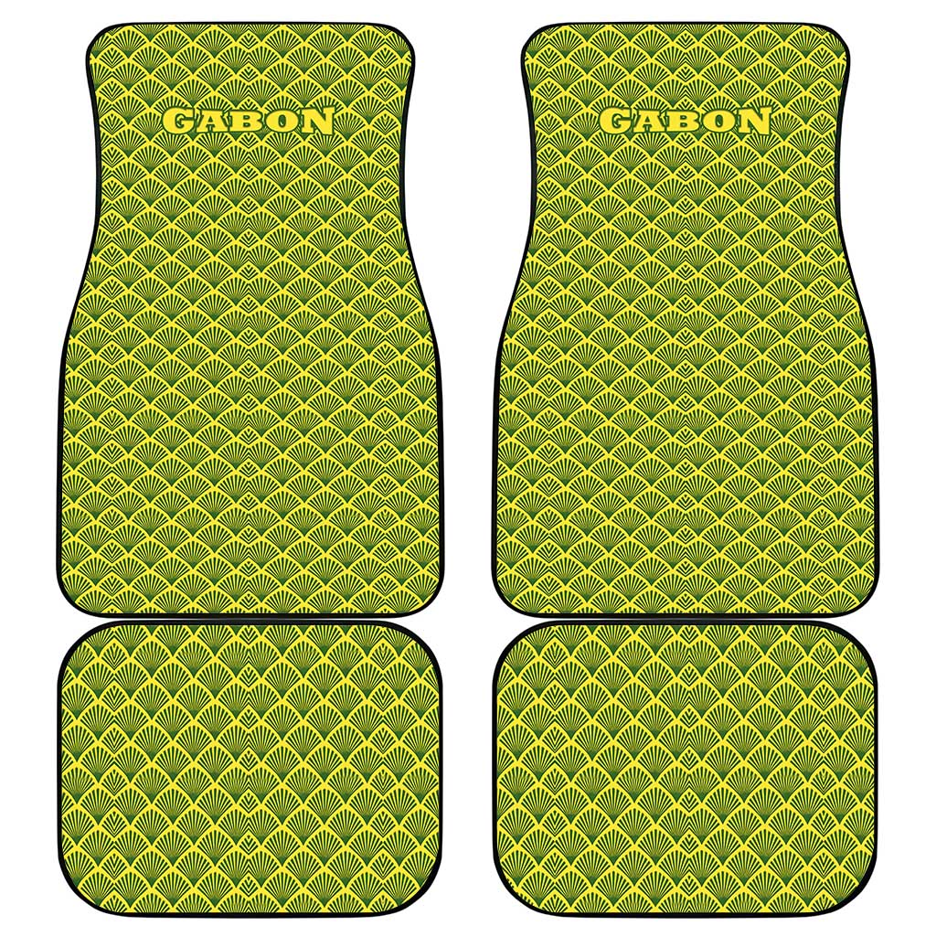 Gabon Tribal Pattern Car Mats - National Flag Colors and Bold Text Design